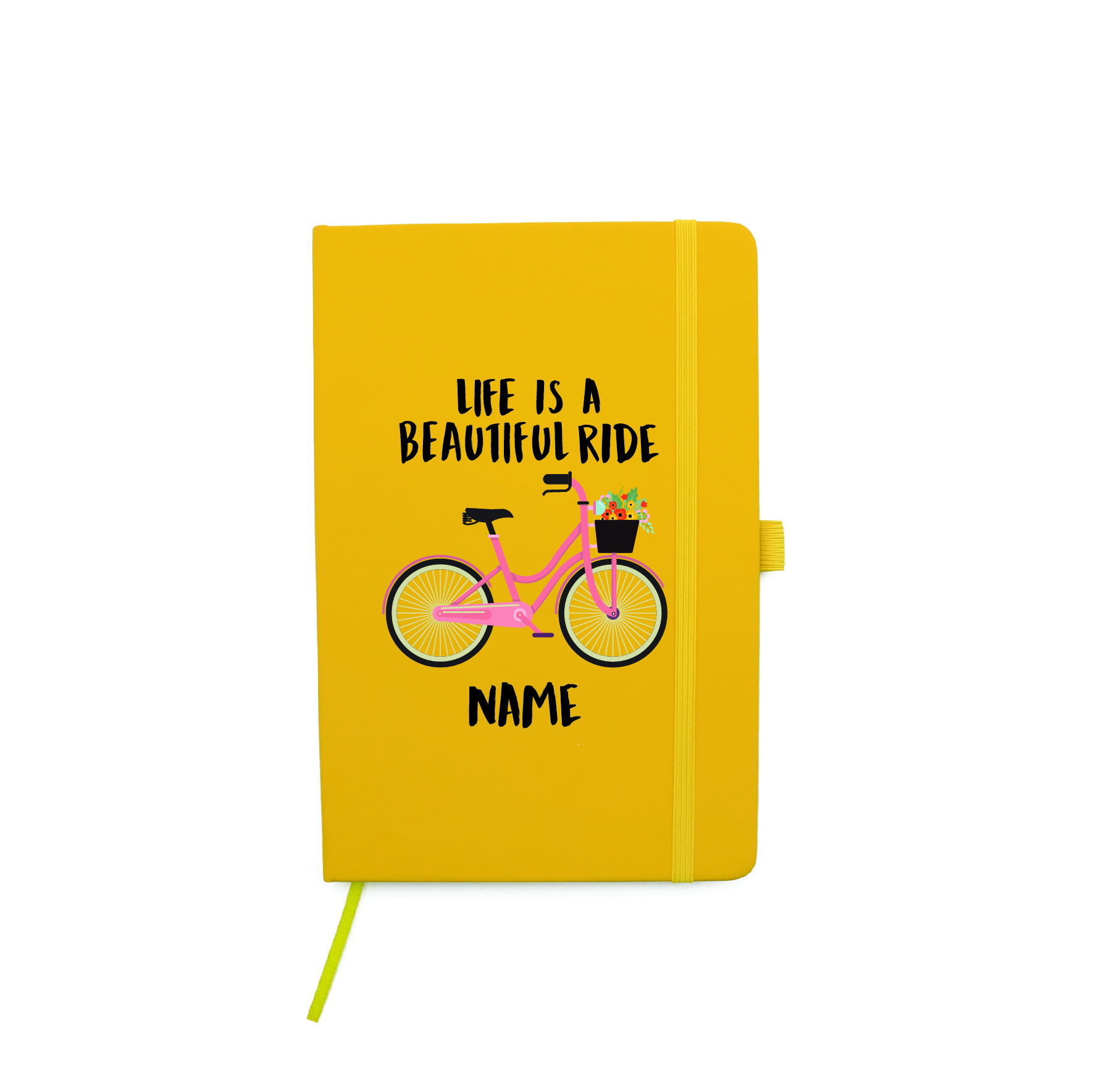 Personalised Life is Beautiful Hardcover Yellow Notebook | PU A5 Leather Notebook/Diary